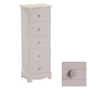 Mobiletto in legno con 5 cassetti crema, dimensioni 29x23x81 cm