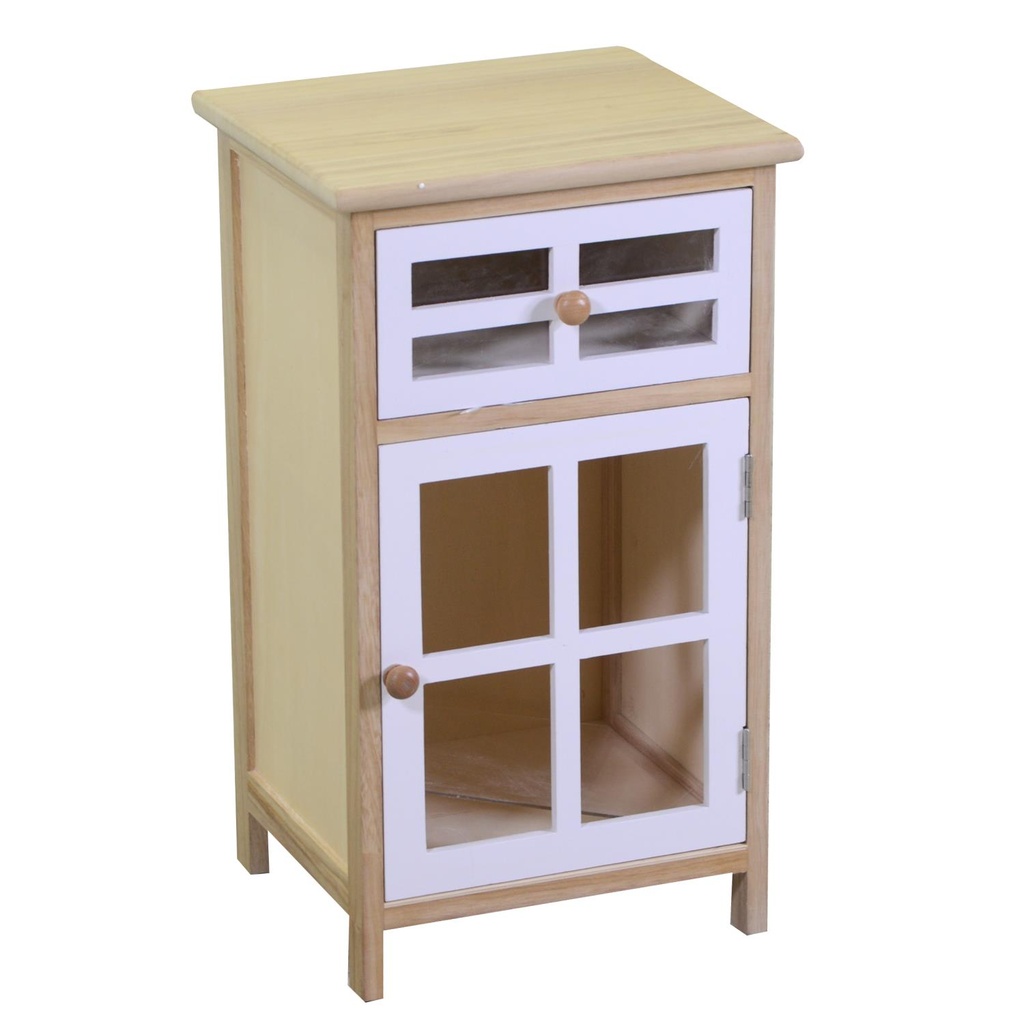 Mobiletto Naomi 1 Anta + 1 Cassetto Naturale Rettangolare 33x30x57,5 cm