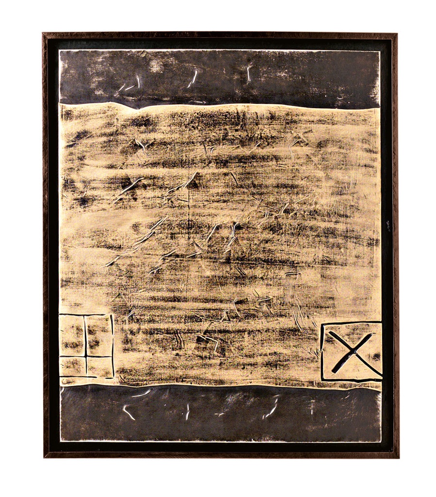 Olio su tela multicolore e telaio in legno, dimensioni 100x120x3 cm