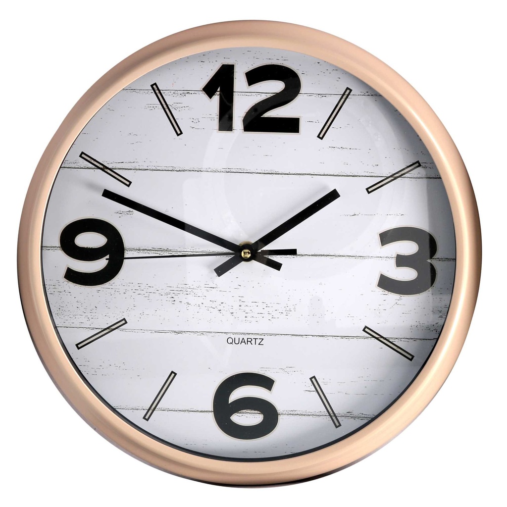 Orologio da parete in plastica bianco e ocra, diametro 30,5 cm