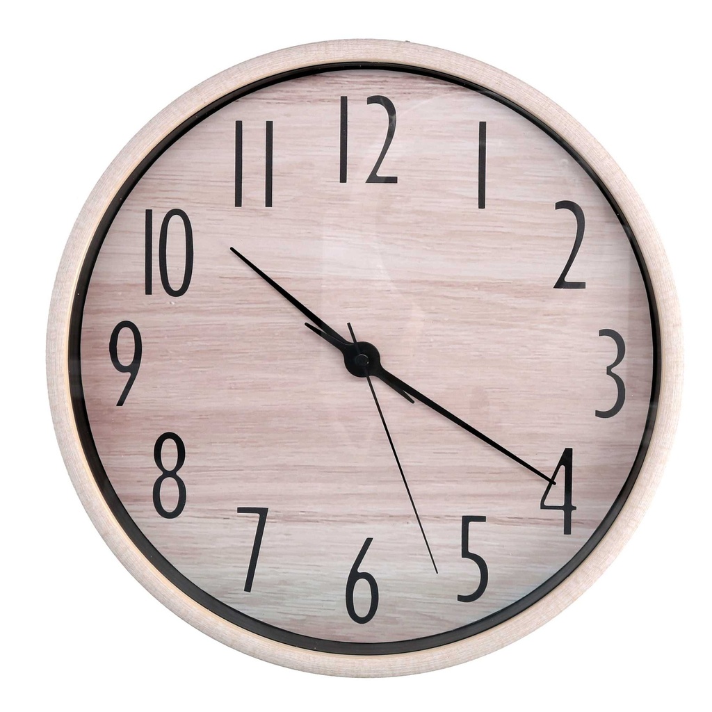 Orologio Plastica Effetto Legno Naturale Tondo ø32h4,8