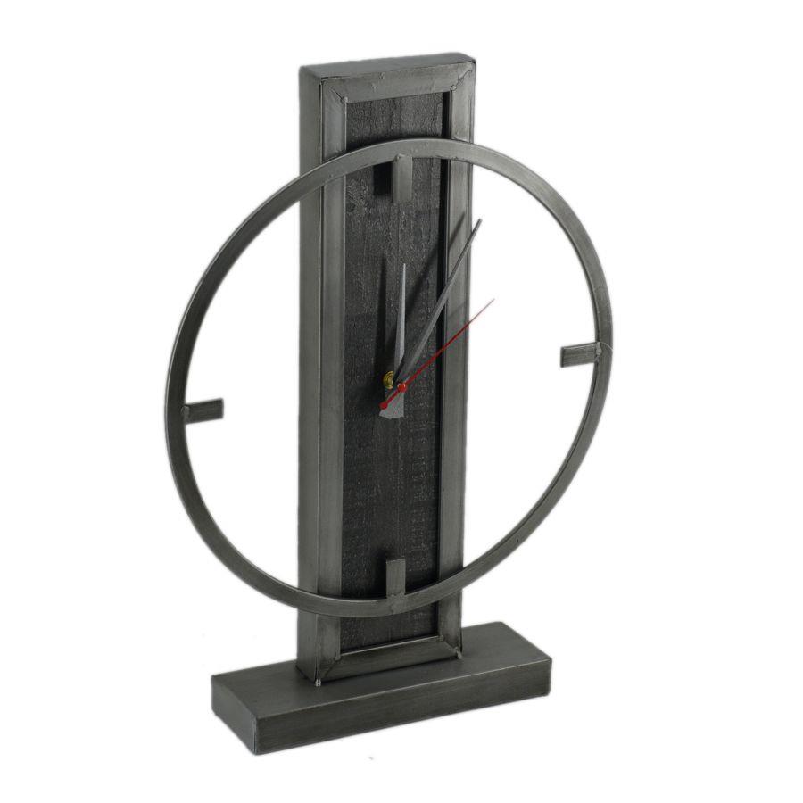 Orologio da Tavolo in Metallo e Legno 37,5x8h50 cm