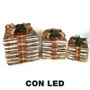 Pacco regalo 1-3 con led naturale 25x25x25 cm