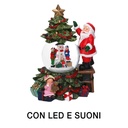 Palla di vetro con Babbo Natale in resina, luci a LED e musica cm16x15h25