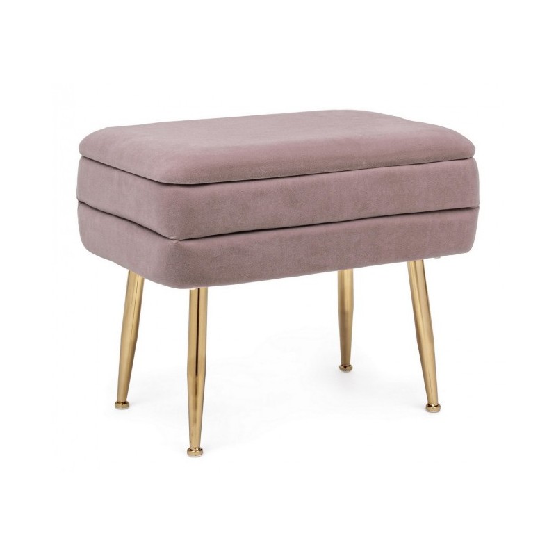 Panca contenitore rosa con piedi cm 50 x 34.5 x 42h