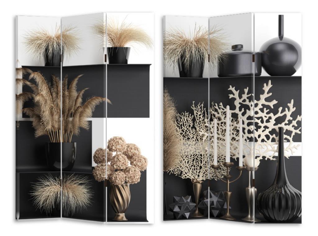 Paravento stampa 3 ante vasi 120,6x2,5h180 cm