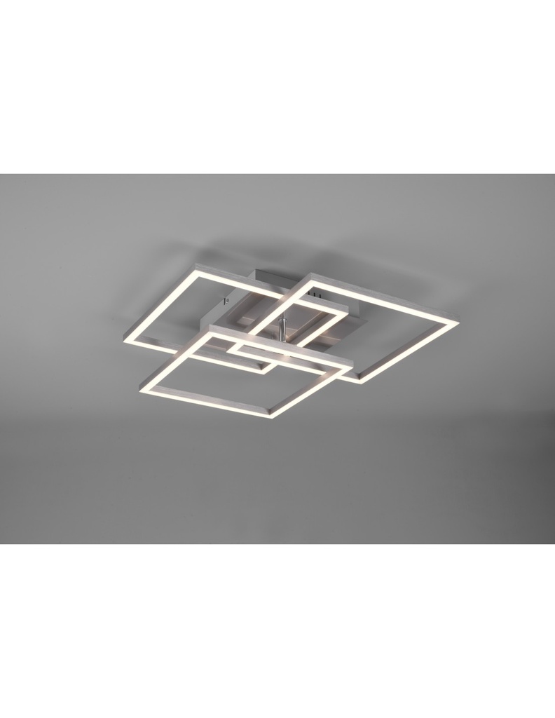 Plafoniera 3 Quadrati Orientabili Led Dimmer Nichel