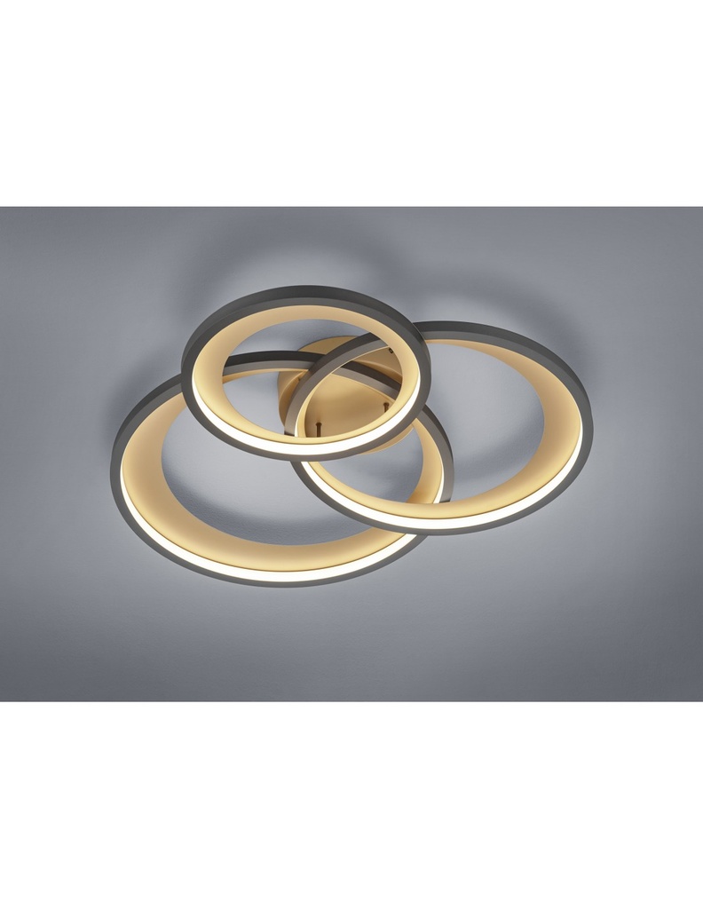 Plafoniera a 3 Anelli Nero LED 36W Dimmerabile