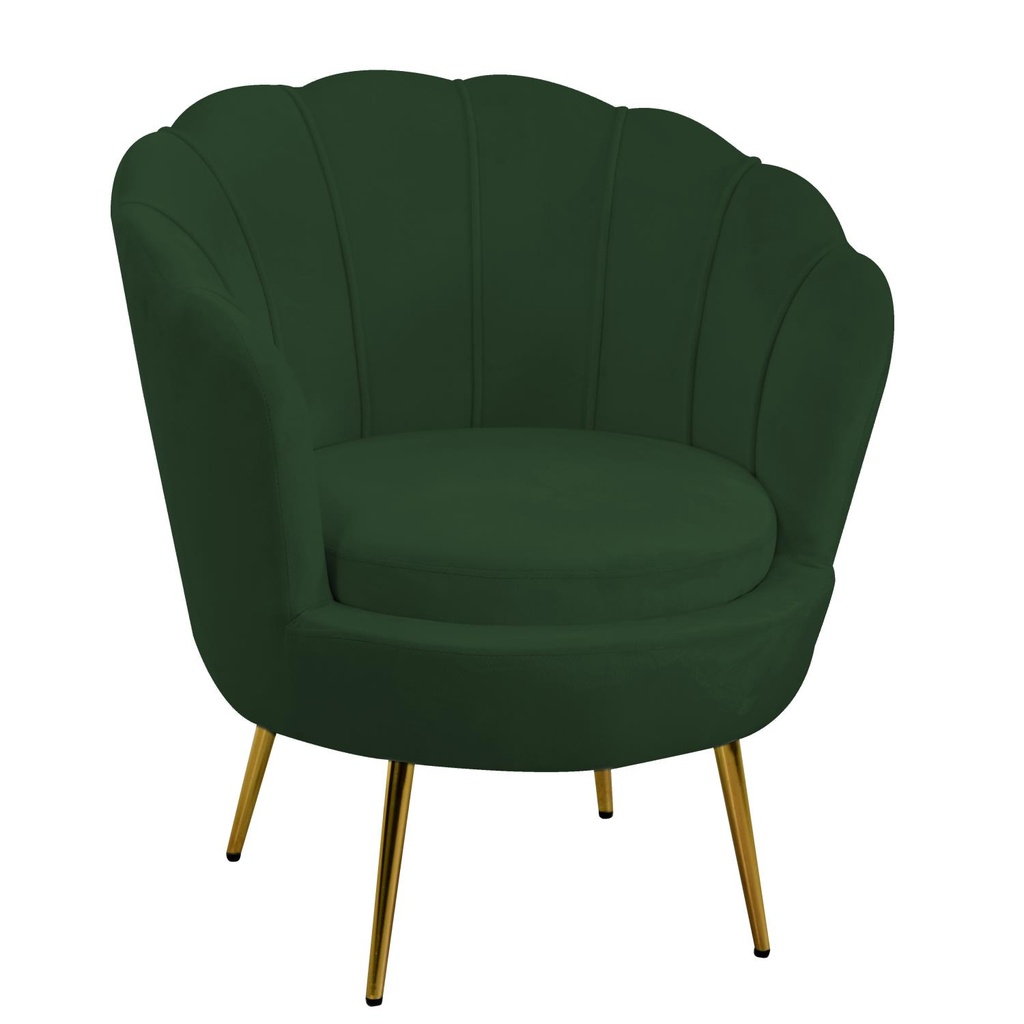 Poltrona in velluto verde Tulipan - 73x72x77 cm