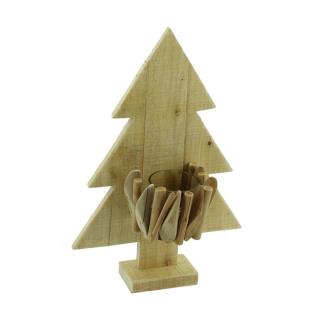 Portacandele albero in legno 1p cm25x7,5h38