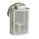 Portacandele in legno bianco con manico in corda - Grande - 15,5x15,5x23 cm