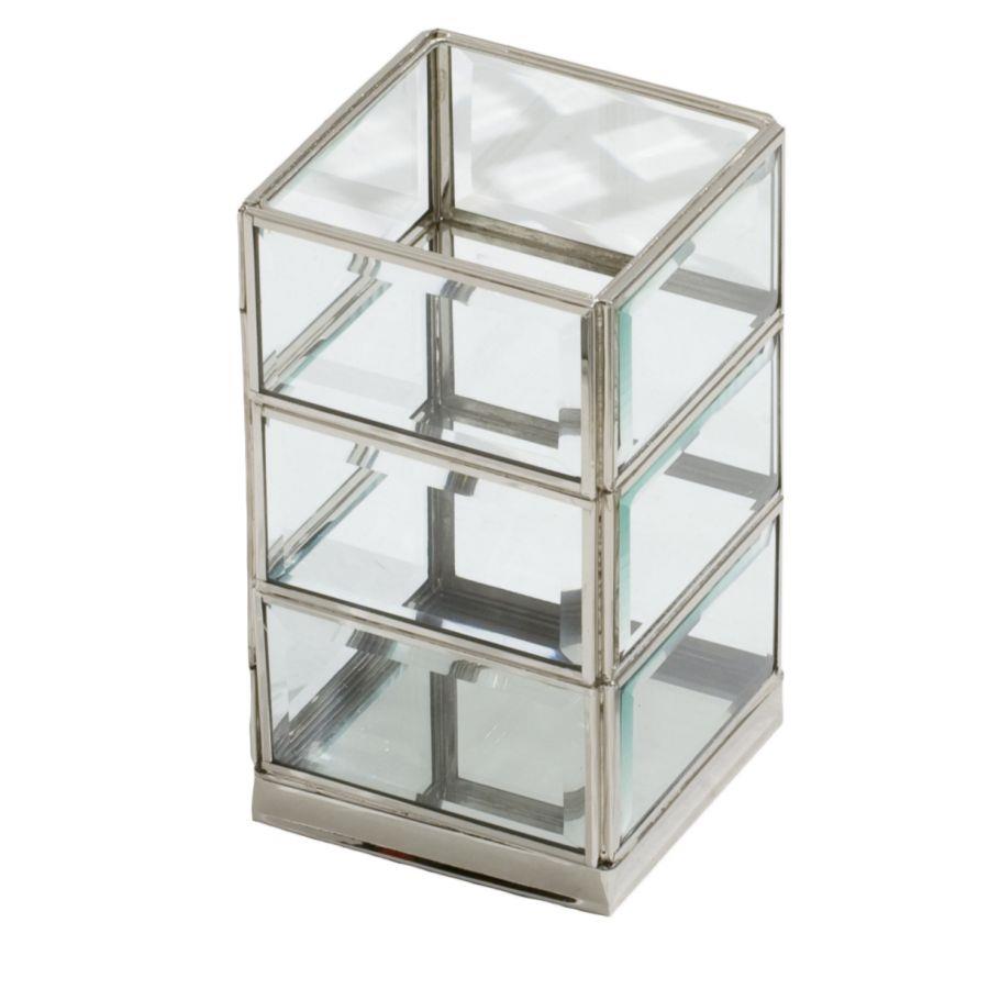 Portacandele argentato 10x10x17 cm