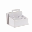 Portatutto in legno bianco con 7 vani - 25x21x21,5 cm