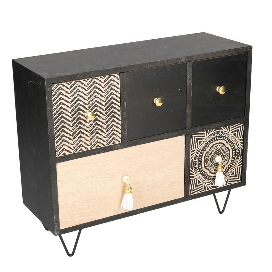 Portatutto legno con 4 cassetti rettangolare cm33x12h27,5