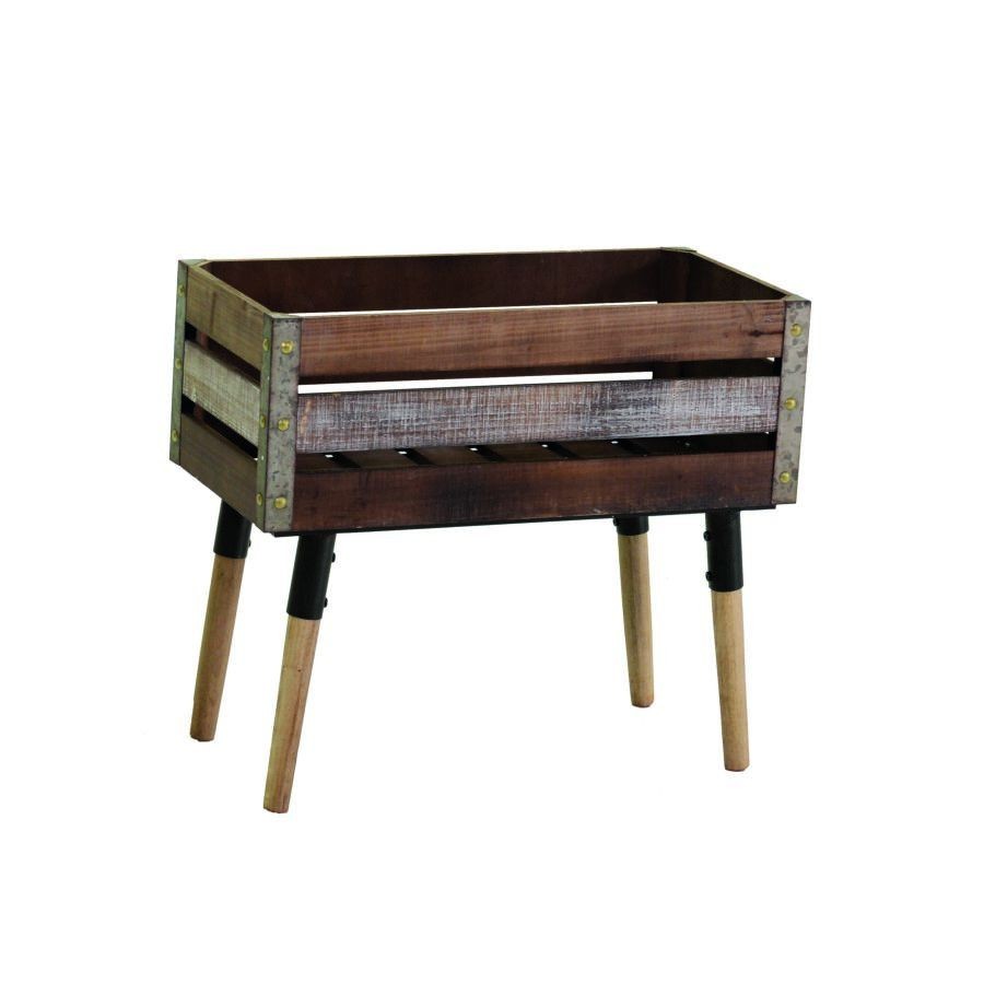 Portavaso in legno rettangolare con piedi - 30,5 x 60,5 x 53 cm