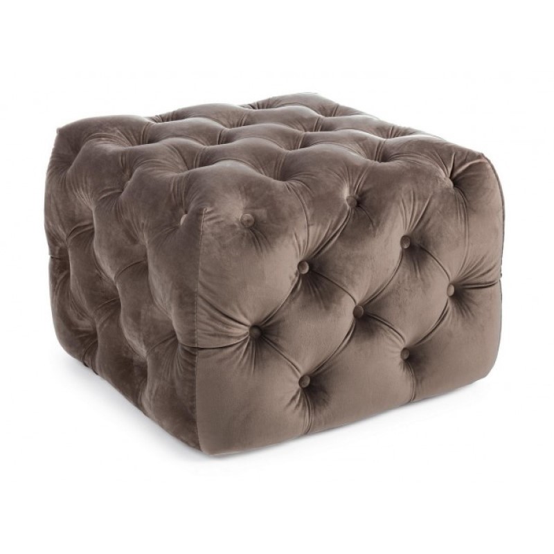 Pouf in velluto tortora EVAN S 62x62x h46 cm