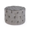 Pouf vintage grigio velluto cm diam 60 x 42 h