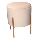 Puff Contenitore Tessuto Crema con Gambe 40x40x51 cm