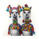 Quadro dipinto lama pompon 3D 80x80x3,5 cm