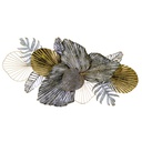 Quadro in metallo con foglie verdi - 134x69,9x9,5 cm