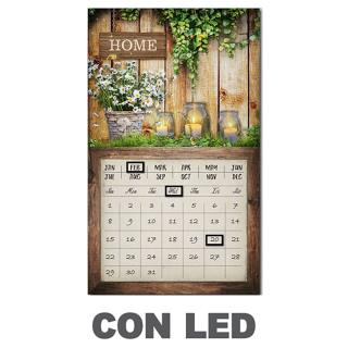 Quadro LED con calendario marrone rettangolare 30x50x1,8 cm