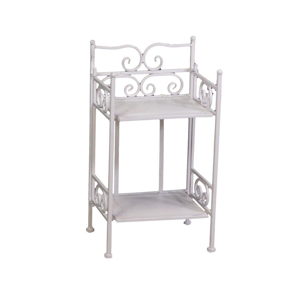 Scaffale Metallo Jessica Stretto 2 Piani Bianco Brush cm25x23h48