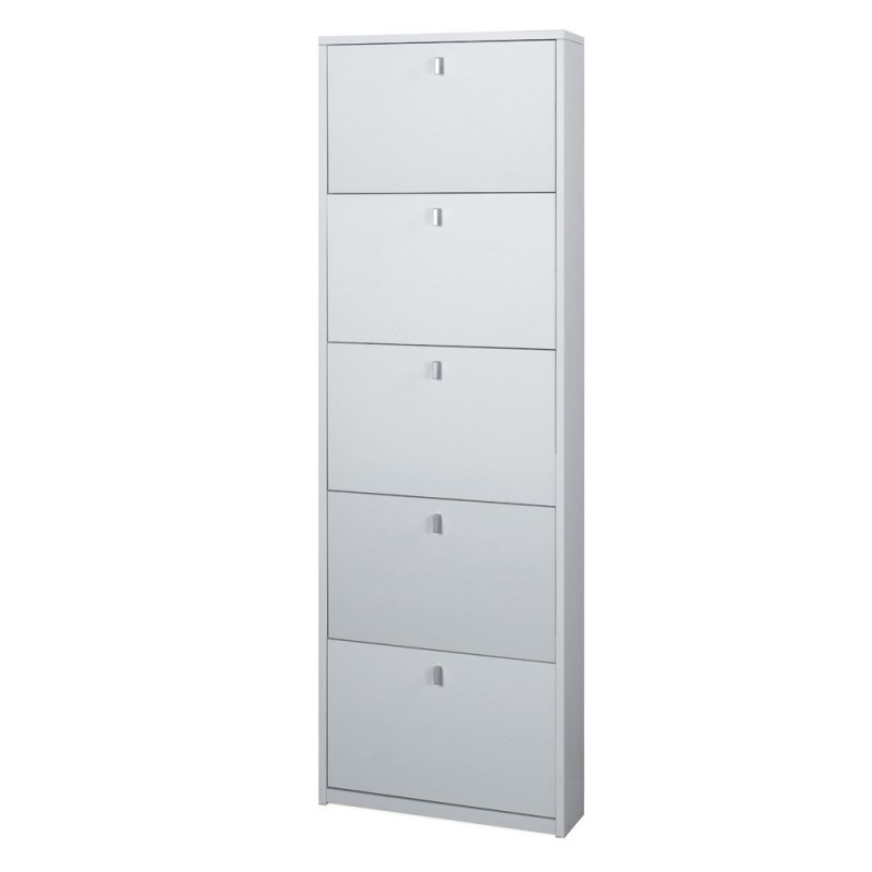 Scarpiera Slim Cinque Ante Bianco Cenere 63x18x190 cm