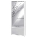 Scarpiera Slim Salvaspazio Quattro Ante a Specchio Bianco Ossido 63x18x h154 cm