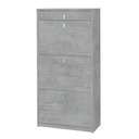 Scarpiera salvaspazio sottile tre ante un cassetto Beton Cemento 63x29x h127 cm