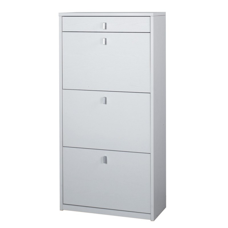 Scarpiera sottile salvaspazio tre ante un cassetto Bianco Cenere 63x29x h127 cm