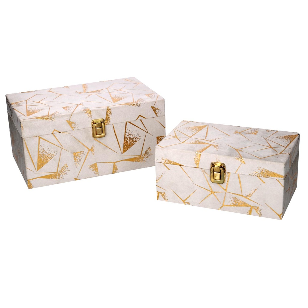 Scatola rettangolare in legno con 1-2 decorazioni oro cm30x18,5h15
