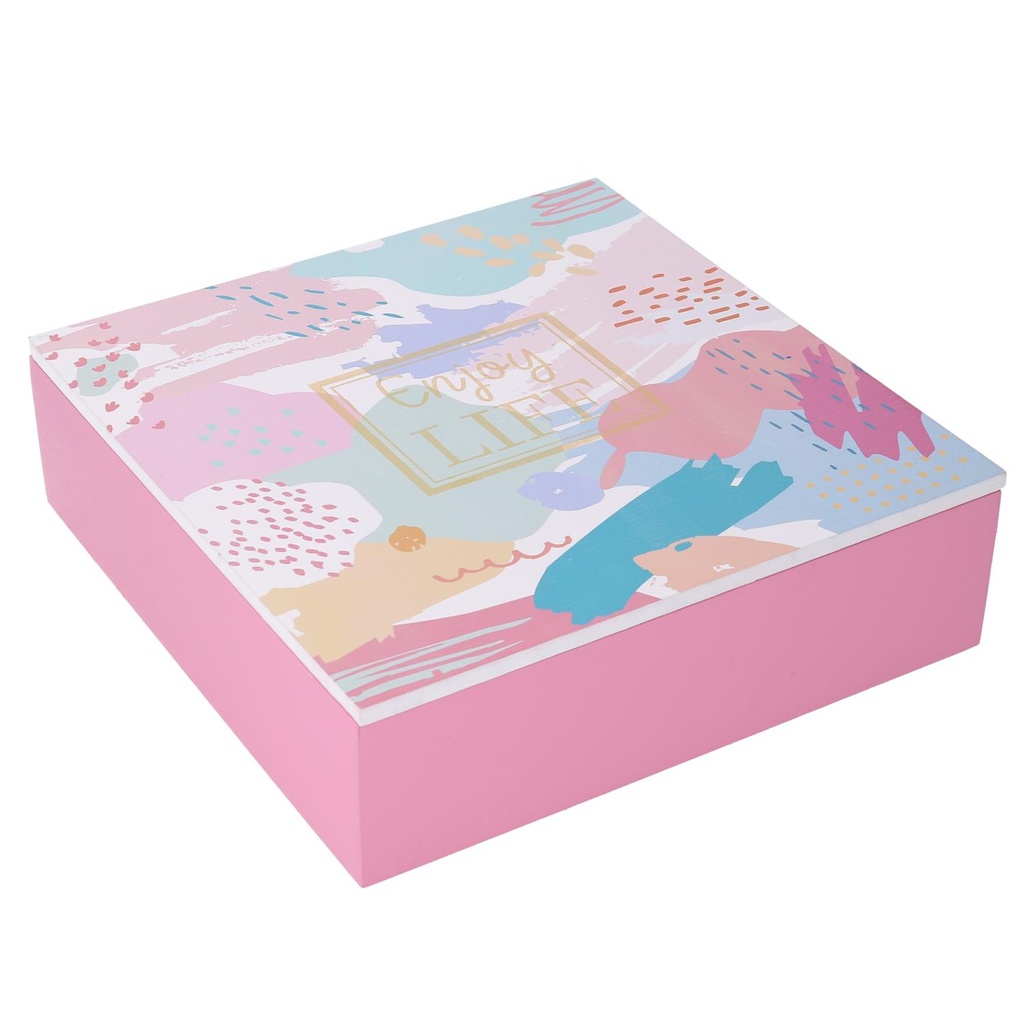 Scatola Legno 9 Scomparti Multicolor Quadro 24x24x7 cm