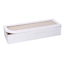 Scatola portathe legno bianco rettangolare 29x10x6 cm