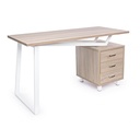 Scrivania in legno bianca con cassettiera Armande 140x60x76 cm