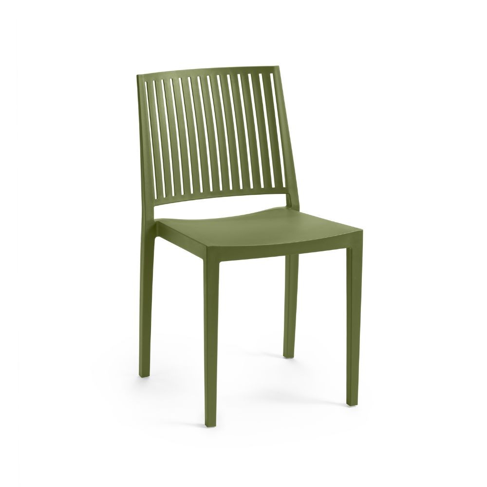 Sedia Bars in Polipropilene Verde Oliva Resistente ai Raggi UV e Umidità L46 x P56 x H82