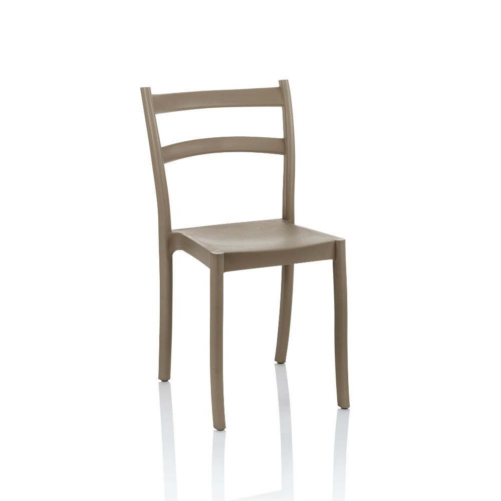 Sedia Samara in Polipropilene Tortora con Schienale a 2 Fasce Orizzontali