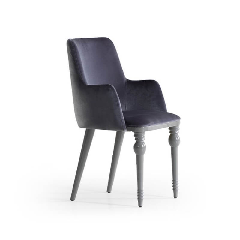 Sedia Zen vellutino grigio e gambe in tinta