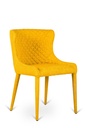 Set di 4 sedie in tessuto giallo con struttura in metallo, dimensioni 58x50.5x83 cm