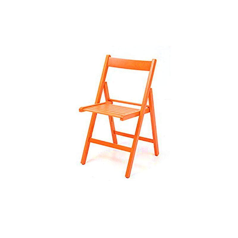 Sedia pieghevole in faggio di alta qualita colore arancio 43x48xh.79 cm