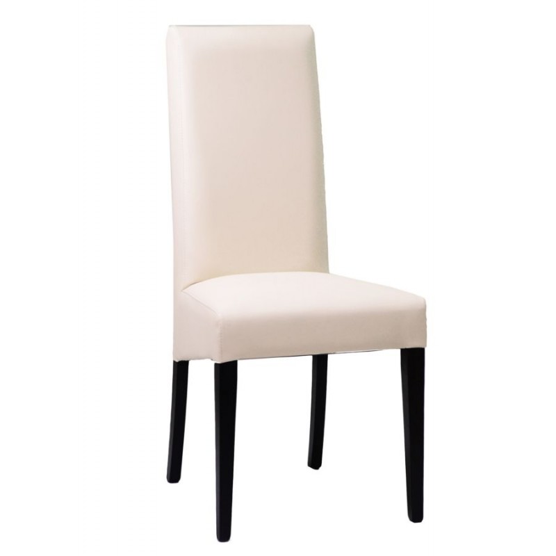 Sedia Salotto Ecopelle Crema e Legno Faggio Nero - Misure 47x56,5xH48/100