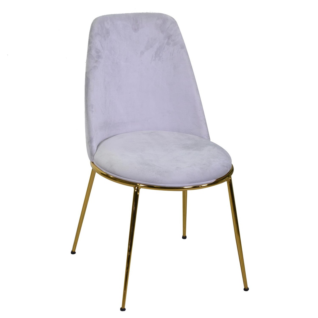 Sedia Salotto Design in Velluto e Metallo Oro Grigio - Dimensioni 49x56 cm