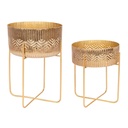 Set 2 porta vaso oro in alluminio stile vintage