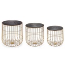 Set 3 Tavolini Contenitori di Design Mariam - Base in Acciaio - Piano Removibile in Alluminio