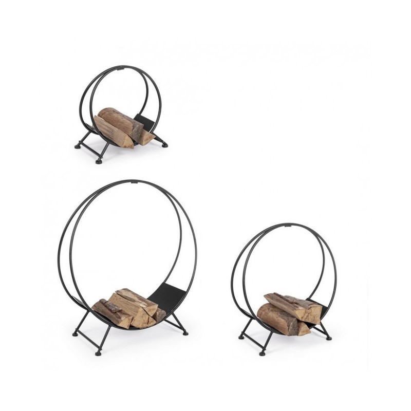 Set 3 portalegna in acciaio verniciato a polvere