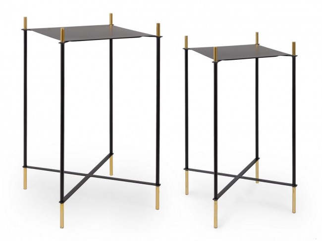 Tavolino Anisha Qu Alto - Design Quadrato - Acciaio Verniciato a Polvere - Dimensioni: 160x90x8 mm