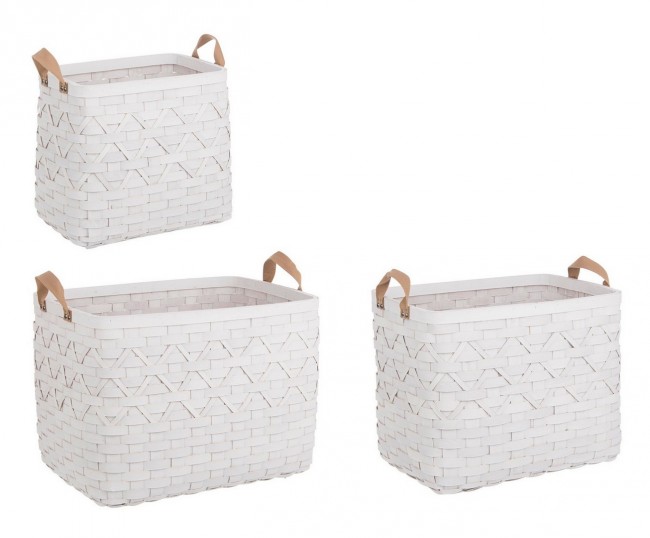 Set3 Cesta 2M Lisette Rett Bianco in Legno d'Abete