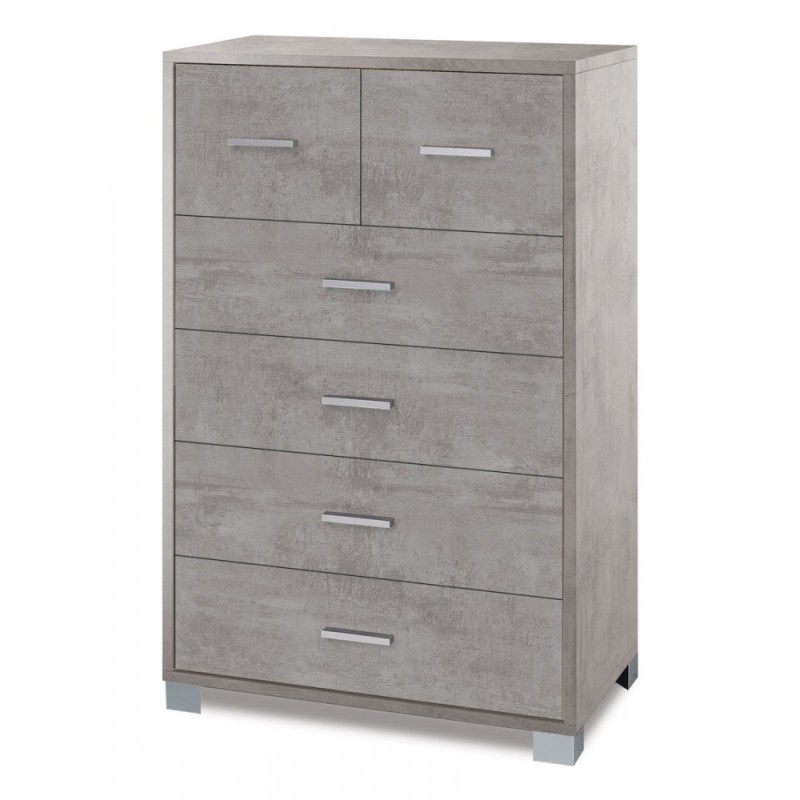 Settimino alto sei cassetti Beton Cemento 70x41x h112 cm