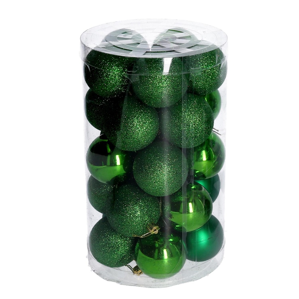 Sfera Plastica Confezione Tubo 25 Pezzi Verde Ø6 cm