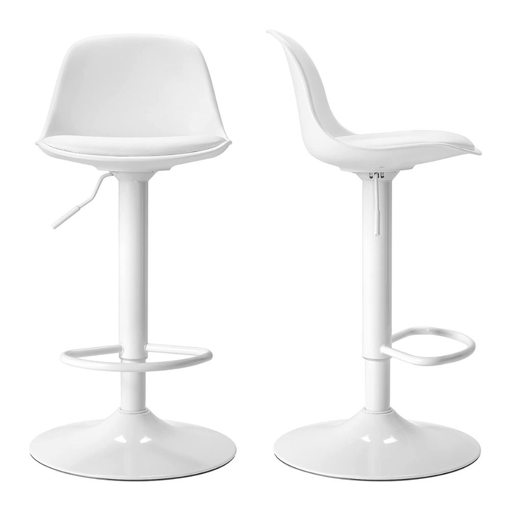 Sgabello regolabile completamente bianco 36x40x85 cm