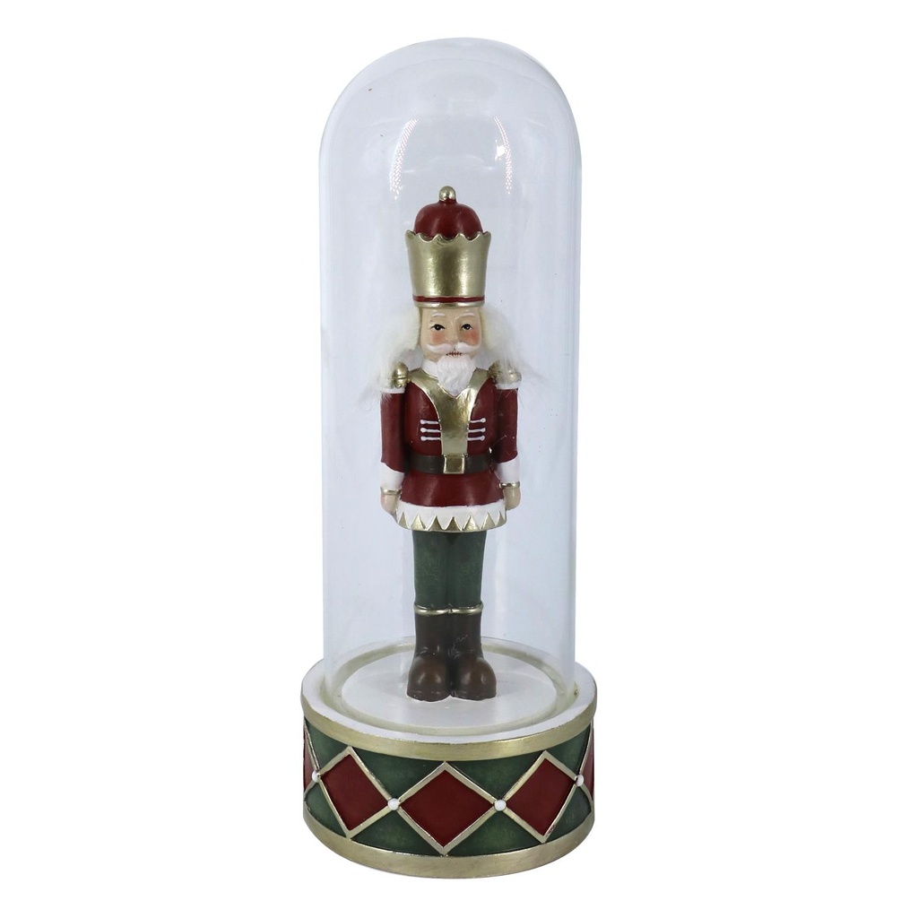 Soldatino in resina con campana di vetro rosso 10x10x26 cm